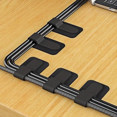 100PCS Hook Loop Cable Straps, Self Adhesive