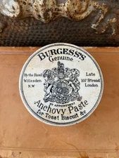 Antique English Ironstone Burgess’s Anchovy Paste w/ CANDLE, Lidded Advertising 