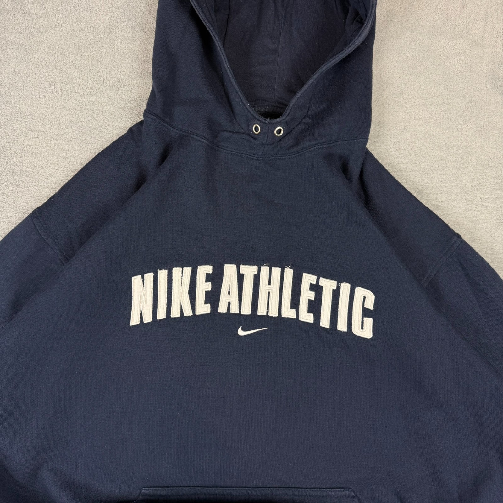 Vintage Nike Athletic 2000's Y2K Navy Spellout Heavyweight Oversized XL Hoodie image 4