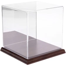 Plymor Acrylic Display Case with Hardwood Base (Mirror Back), 6" x 6" x 6"