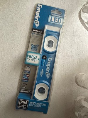 Empire UltraView LED Torpedo Level 9 Inch Magnetic Aluminum Tool True Blue Vials