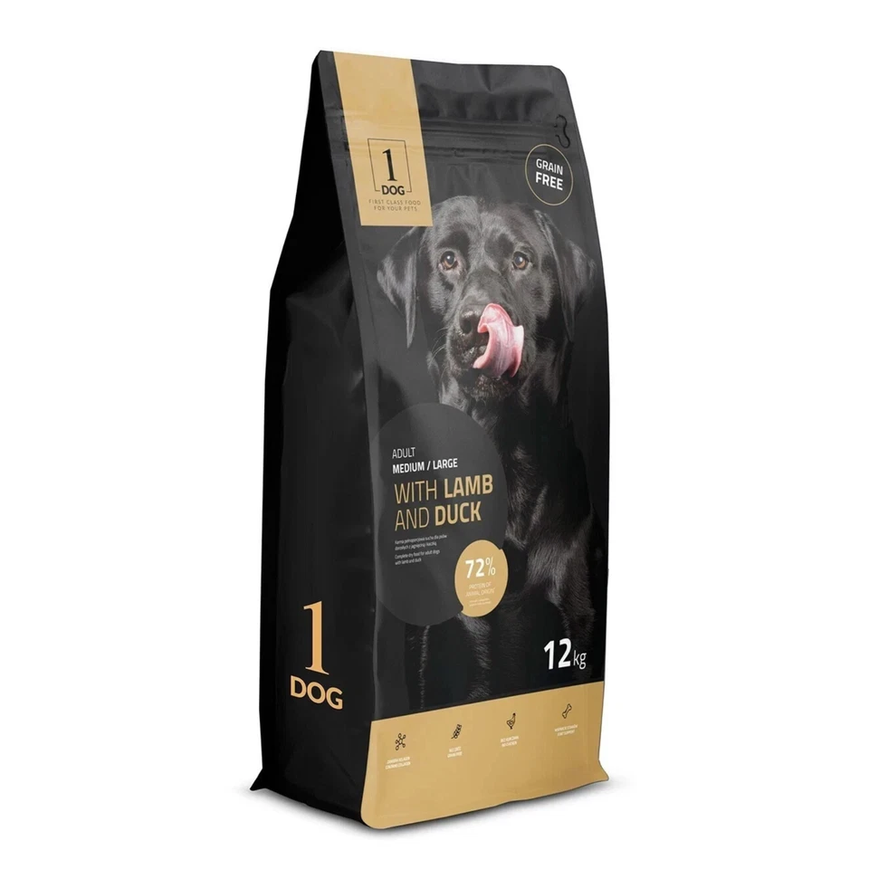 1DOG Trockenfutter Hundefutter Hund Getreidefrei Lamm Ente Glutenfrei 12kg - Bild 3 von 4