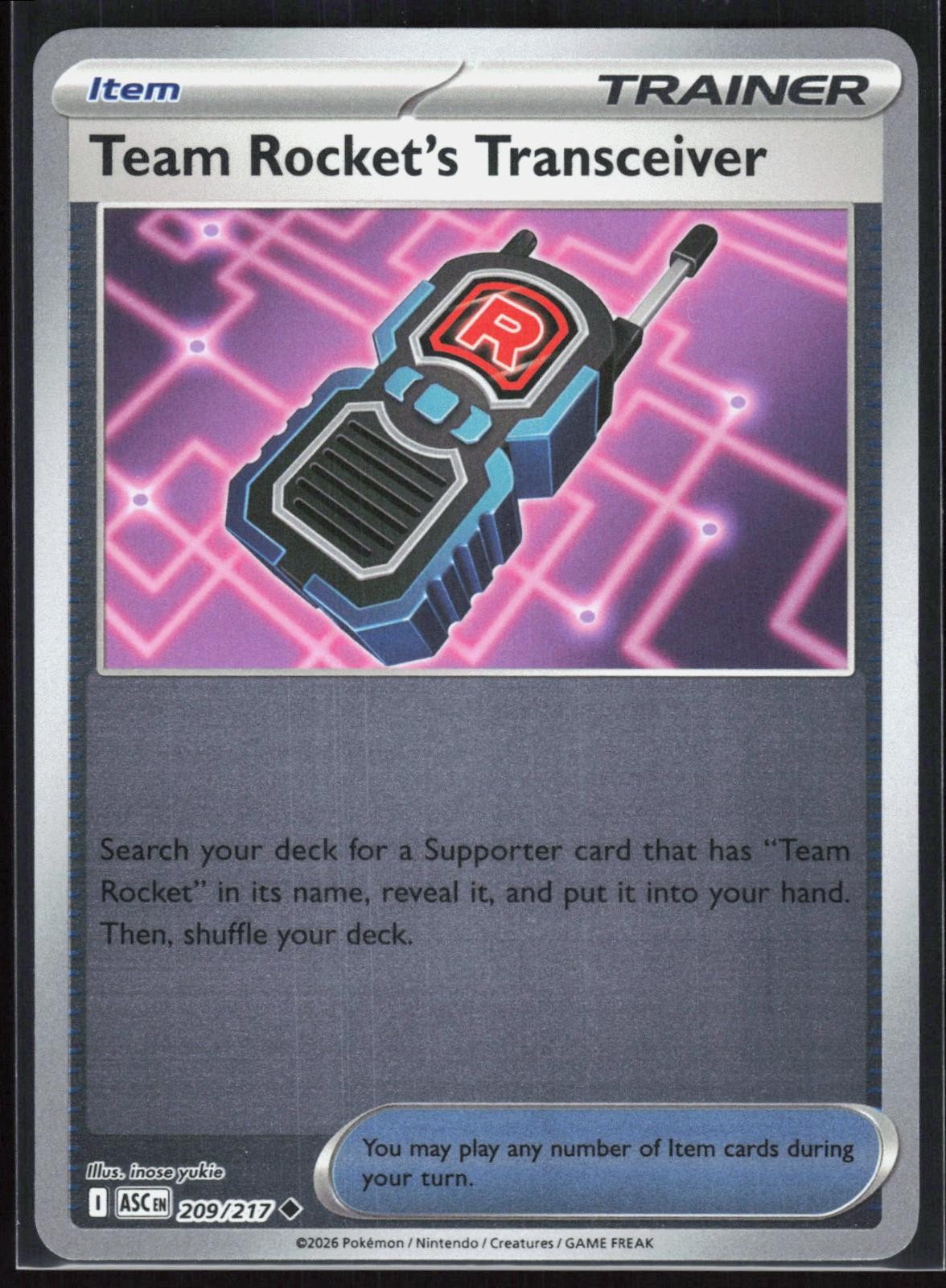 Team Rocket's Transceiver 209/217 Uncommon Ascended Heroes Pokemon Reverse Holo