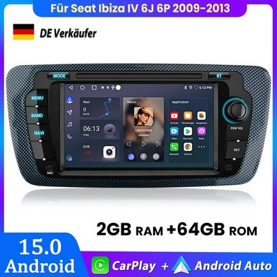64G Android15 Apple Carplay Autoradio GPS Navi Für Seat Ibiza IV 6J 6P 2009-2013