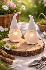PartyLite Gnome mit Herz - Teelichthalter– 2er Set aus Biskuit-Porzellan ❤️
