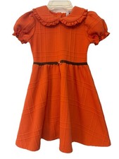 Girls Janie And Jack Orange Fall Harvest Equestrian Bit Short Dress Size 8