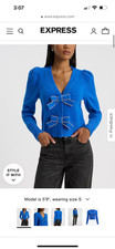 new EXPRESS rhinestone embellished bow v neck cardigan sweater shirt