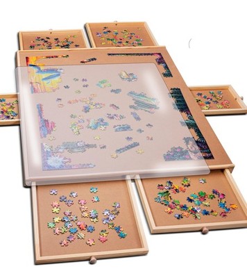 PlayVibe 1500 Piece Puzzle Board with Drawers and Cover  Jigsaw Solve Station...