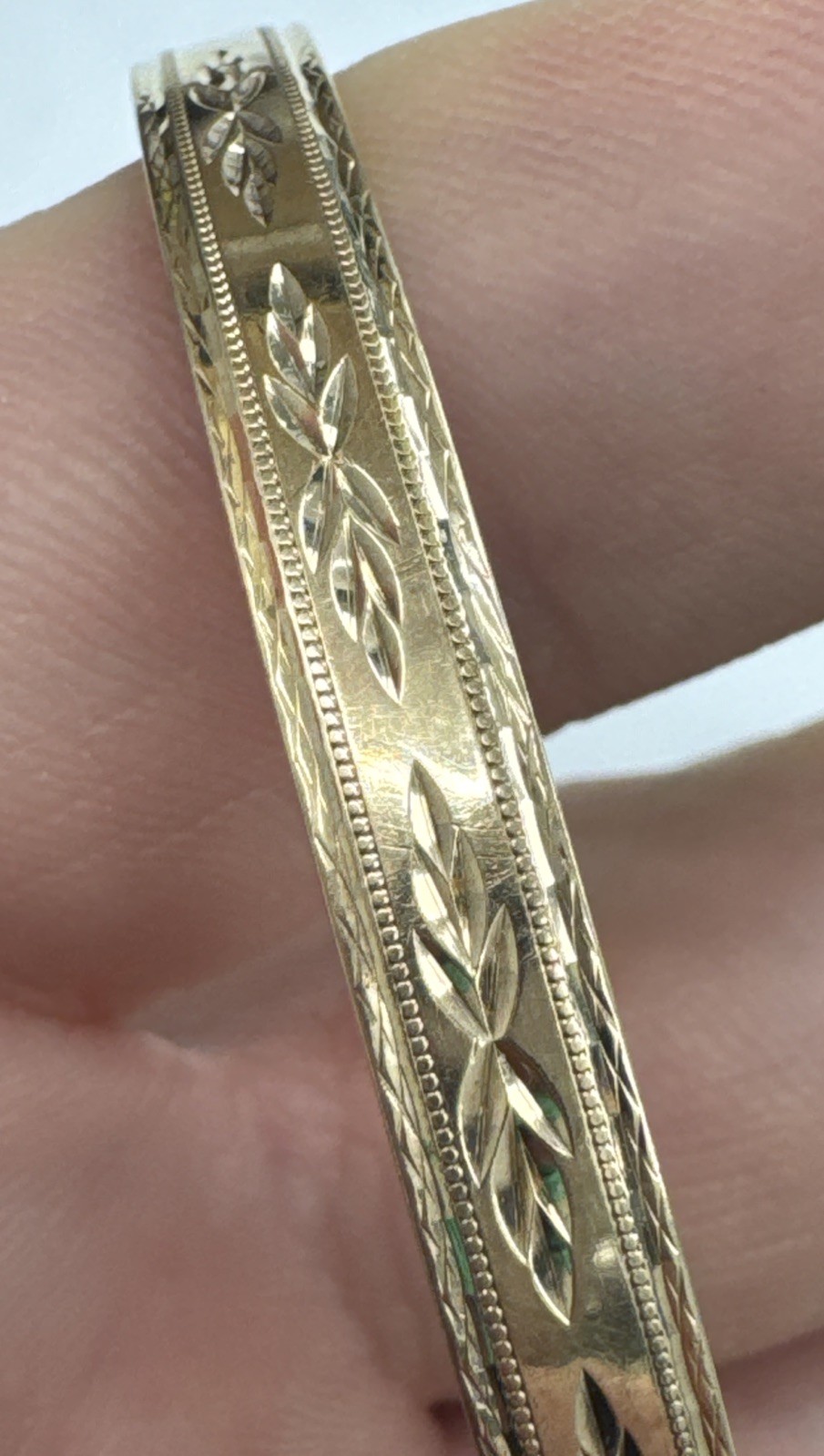 9ct Yellow Solid Gold Patterned Slave Bangle Brac… - image 14
