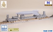 1/160 N-scale WWII German V2 Rocket on Heavy flat wagon /w wheels resin kit