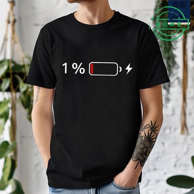 Men's Clothing Shirt 1% Battery Print Graphic Casual T-Shirt Short Sleeve T Shir