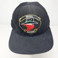 Vintage Skoal Racing Hat Cap Snap Back Black Trucker Advertising Mens USA 90s