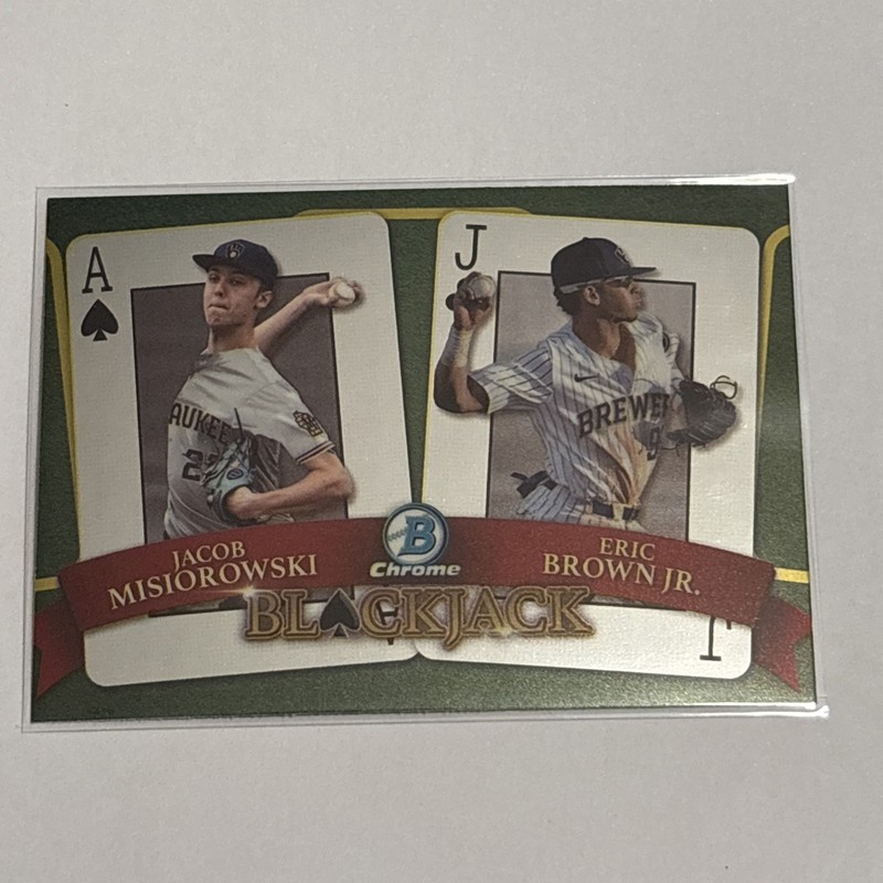 2022 Bowman Chrome Jacob Misiorowski Eric Brown Jr. Blackjack Brewers Prospects