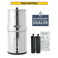 Travel Berkey Water Filter System with 2 Black Filters FREE Ship - New
