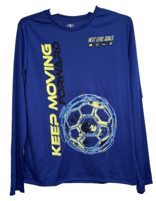 Boys Long Sleeve Shirt Size XL 14-16 Soccer Keep Moving Forward Athletic Wor NWT