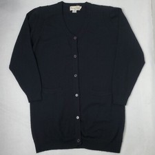 Vintage Oscar De La Renta Black Merino Wool Cardigan Knit Sweater Women's S 90s