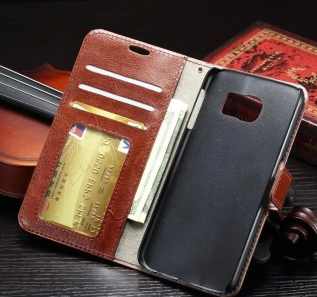 Leather Flip Case Samsung Galaxy Note 3 4 5 8 Luxury Credit Card Wallet + Glass - Image 3 of 4