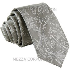 New Vesuvio Napoli polyester Men's 2.5" skinny necktie paisley Silver formal