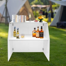 Portable Bar Table for Events 2-Tier 47"L x 42"H Party Camping Stand​​ White