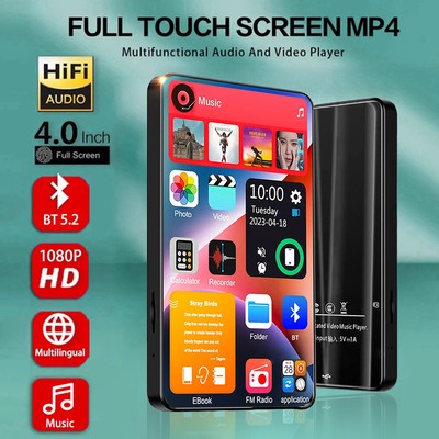 Bluetooth 5.2 MP4 MP3 Player 4.0'' Full Touch Screen HiFi Sound Mp3 Music Player
