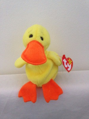 TY Beanie Babys - Quackers The Duck PVC Pellets mit Etikettfehler