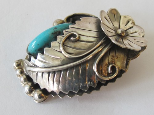 VTG C-II 925 Sterling Silver Clip on Earring w/ Turquoise Stone Southwestern - Picture 2 of 4