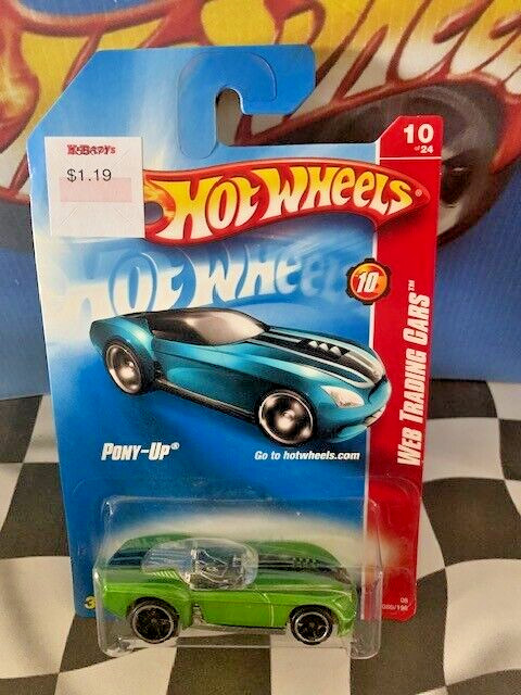 Hot Wheels 2008 Web Trading Cars 10/24 086 Pony-Up GREEN OH5 Zamac Base