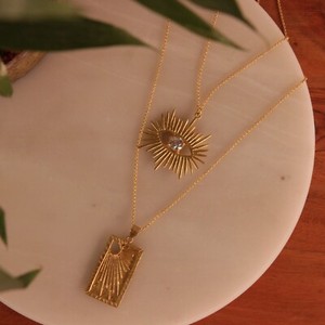 Authentic Pinksalt Sunrise Gold Plated Beautiful 2 Layers Studded Pendant For Women's