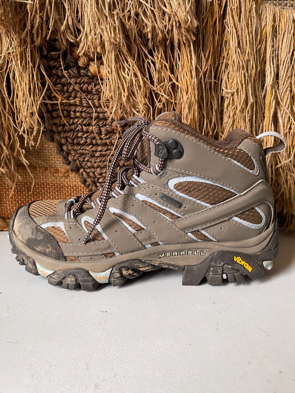 Merrell Moab Mid GTX Gore-Tex Women's Size Brown Blue Hiking