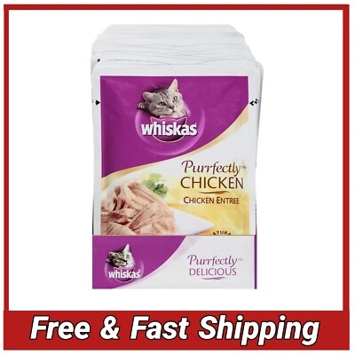 WHISKAS PURRFECTLY Chicken Wet Cat Food Chicken Entree Flavor 3 Ounces (Pack 24)