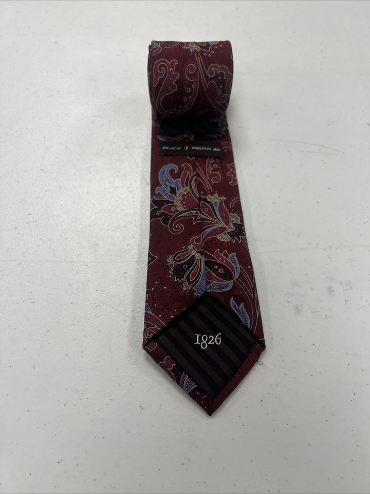 Black Brown 1826 Men's Burgundy Red Paisley Silk Neck Tie $108 - Image 2 of 4