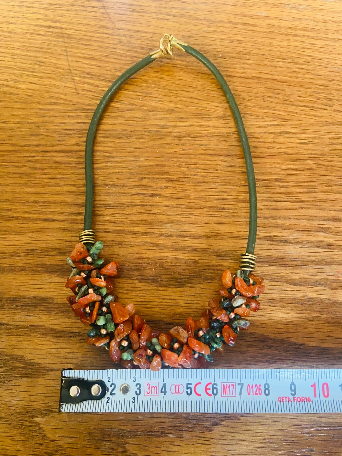 Handcrafted Multi-Gemstone Orange Beaded Necklace - image 5