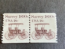 US Stamp 18¢ Surrey 1890's SC# 1907  Strip Coil Plate Number 5 MNH
