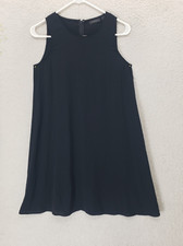 Halogen Women Dress Extra Small Black 100% Polyester Sleeveless A Line Mini
