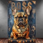 LEINWAND BILD ER XXL ABSTRAKT HUND FRANZÖSISCHE BULLDOGGE BOSS WAND POSTER P379