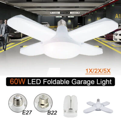 60W B22/E27 LED Garage Light Fan Blade Workshop Folding Ceiling Lamp 6000LM - image 1 of 4