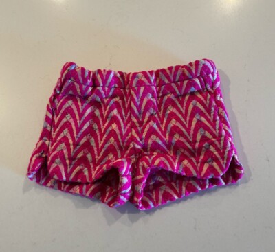 PEEK Girls Size 3 Bright Pink Multi Color Textured Shorts Hippie Boho Adjustable