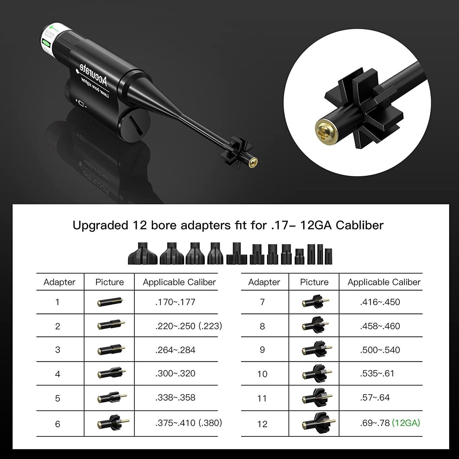 Laser Bore Sight Collimator for .177 to .50 Caliber Bore Sighter Rifles ...