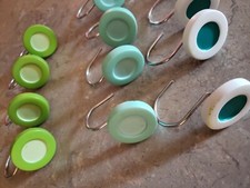 Shower Curtain Hooks Lot of 12 Round Resin shades of Green mod modern decor