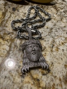 Authentic 14k Gold Plated Jesus Piece 3D Pendant 24" Rope Chain Free Ship 13 Day Delivery