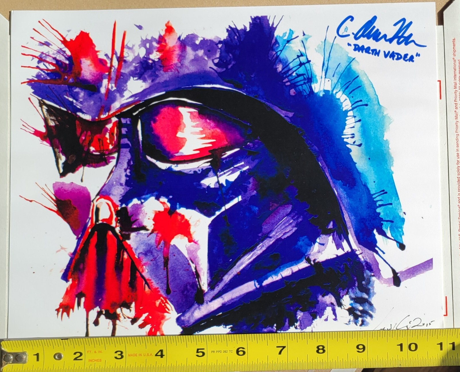 Comic Con 2015 Print Darth Vader Watercolor Signed Levi Craig (NO Frame)