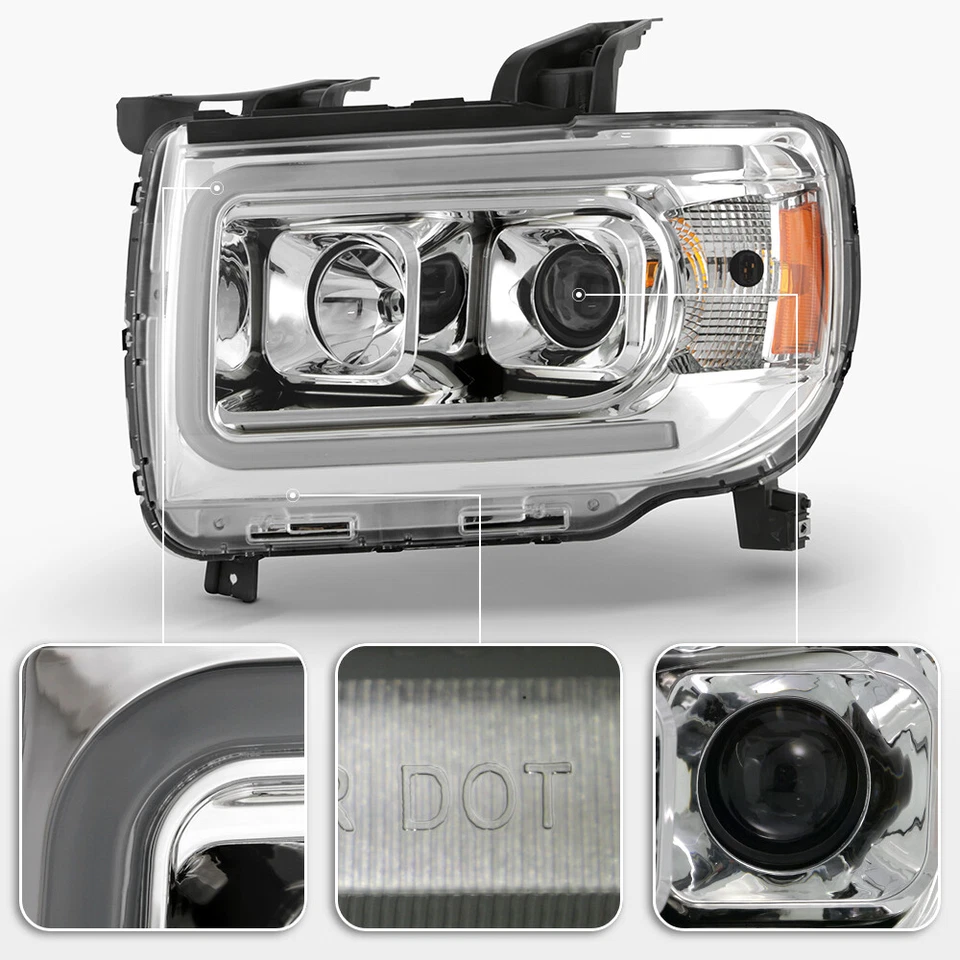 Juego de faros proyectores GMC Canyon 2015-2022 cromo tubo LED actualización izquierda+derecha Foto 4 de 4