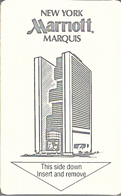 HOTEL ROOM KEY NEW YORK MARRIOTT MARQUIS CITY SHINY GOLD ON WHITE TIME SQUARE