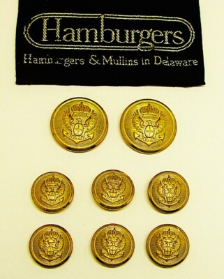 STANLEY BLACKER replacement buttons 8 gold tone 2-part metal from HAMBURGERS