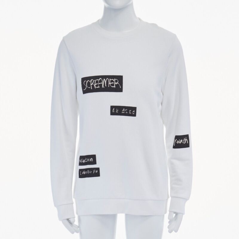 トップス Raf simons Raf Simons Loose Fit Cropped RS Sweater - Broken White