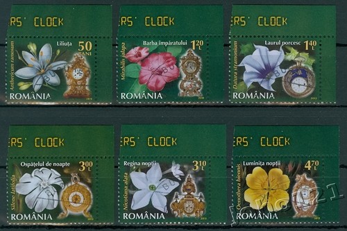 Rumänien 2013 Blumen,Lichtnelke,Stechapfel,Graslilie,Uhren Mi.6715-20,Block 562 - Bild 3 von 10