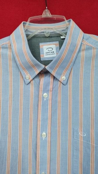 Men Oscar de la Renta Shirt Blue Cotton 42
