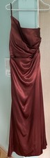 Elegant Dark Red One-Shoulder Ruffled Formal Dress with Slit   Size 8