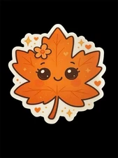 Cute Fall Leaf Die Cut Sticker Kawaii Autumn Maple for Laptop Planner