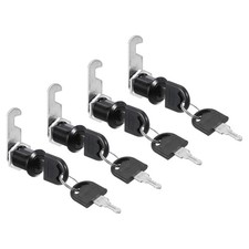 4Pcs 1" Cabinet Drawer Lock Security Cylinder Cam Keyed Different Black